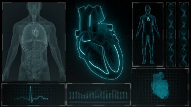 ECG 'deki ST bölümü 3d illüstrasyon sinyali veriyor