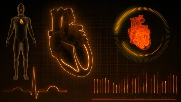 Graphical representation of ECG waves signaling 3d illustration