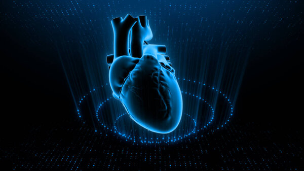 Graphical representation of ECG waves signaling 3d illustration