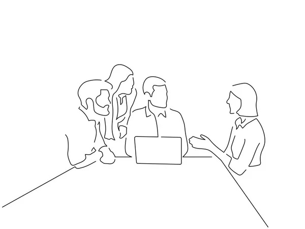 Teamwork Linienzeichnung Vektor Illustration Design — Stockvektor