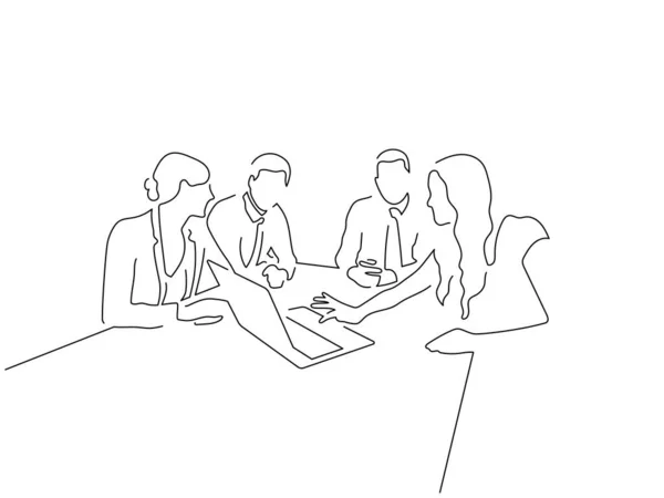 Teamwork Linienzeichnung Vektor Illustration Design — Stockvektor