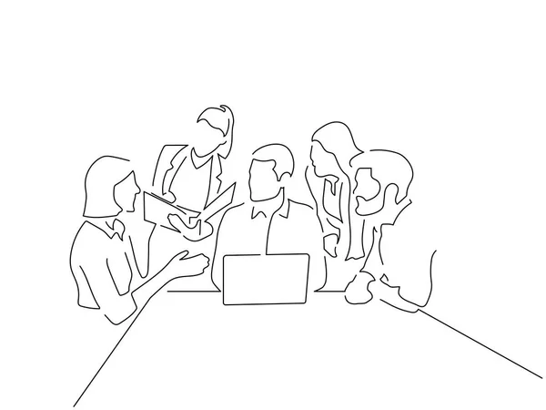 Teamwork Linienzeichnung Vektor Illustration Design — Stockvektor