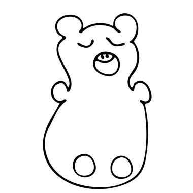 Tatlı uyuyan ayı. Çizim tarzında modaya uygun el çizimi. Kapak, kağıt, kumaş ve tekstil için modern soyut tasarım, iç dekorasyon. Vektör illüstrasyonu