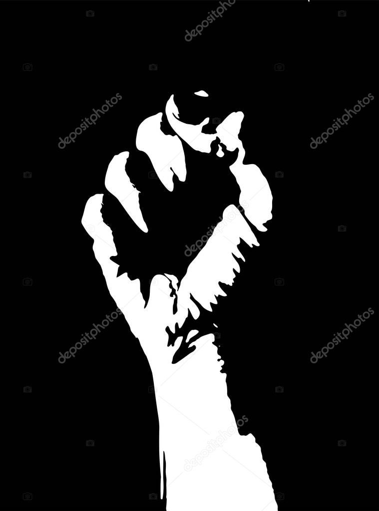 Strong fist raised up for black lives matter. Hand symbol of equality and human right.
