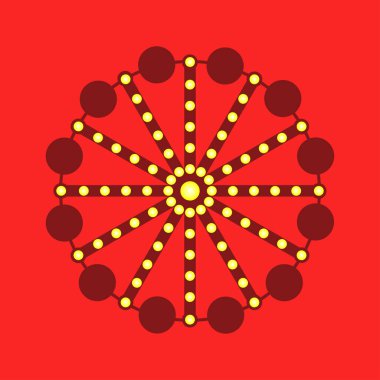  Parlayan ışıkları olan dönme dolap. Reklam broşürleri, el ilanları, posterler için vektör ilüstrasyonu