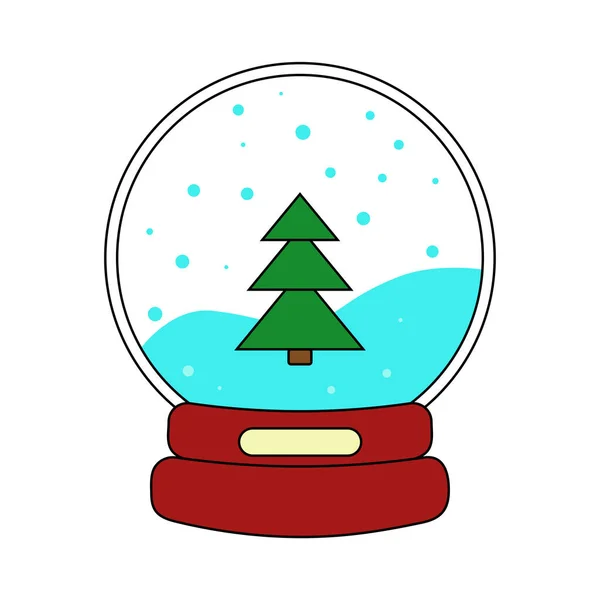 Bola Nieve Con Árbol Navidad Nieve Ilustración Vectorial Bola Mágica — Archivo Imágenes Vectoriales