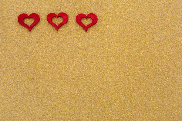 Red Hearts Gold Background Stock Photo