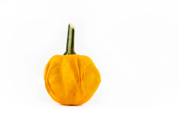 Single Pumpkin Patisson Pumpkin Lies Front White Background Cut Outs — Stock Photo, Image