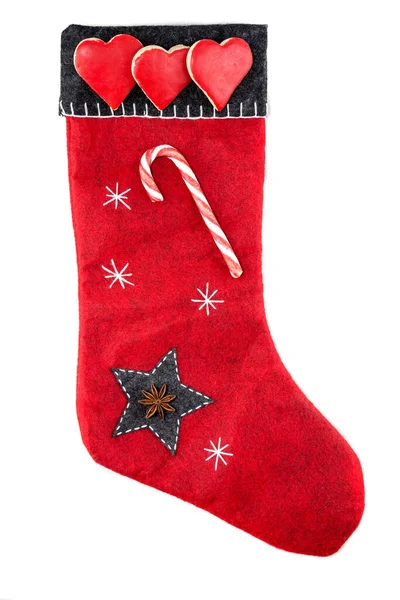 Beautiful Santa Clause Christmas Socks Front White Background — Stock Photo, Image