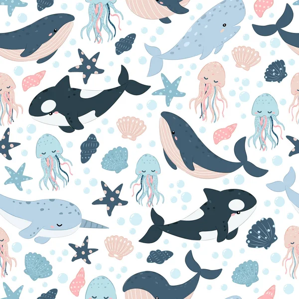 Animals repeat pattern. Nursery art background. Children's fabric pattern design