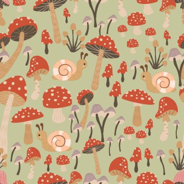 Mantar bahçesi pürüzsüz desen, çocuklar kusursuz desen tasarımı