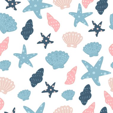 deniz kabuğu yaratığı tekrar desen. Çocuk odası sanat geçmişi. Çocuk kumaşı deseni tasarımı.