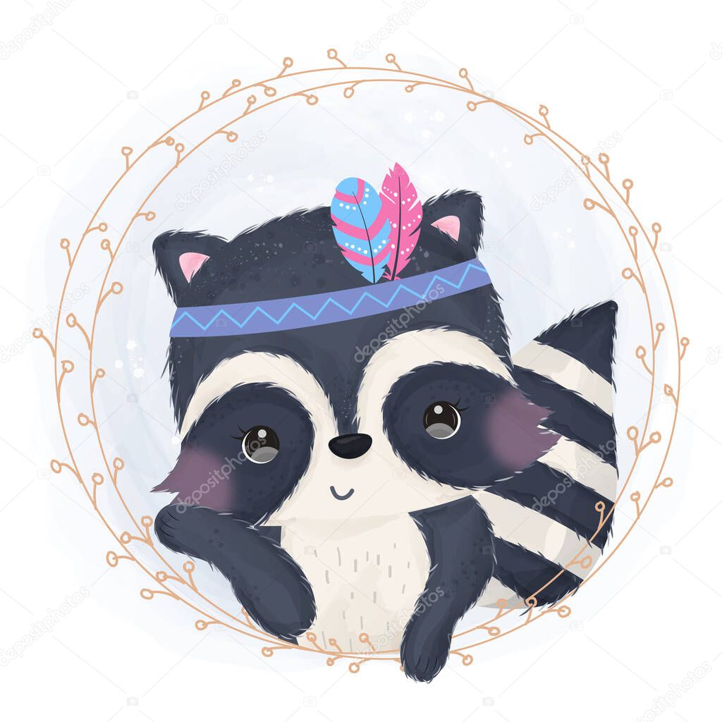 cute animal illustration, animal clipart, baby shower decoration, watercolor illustration.