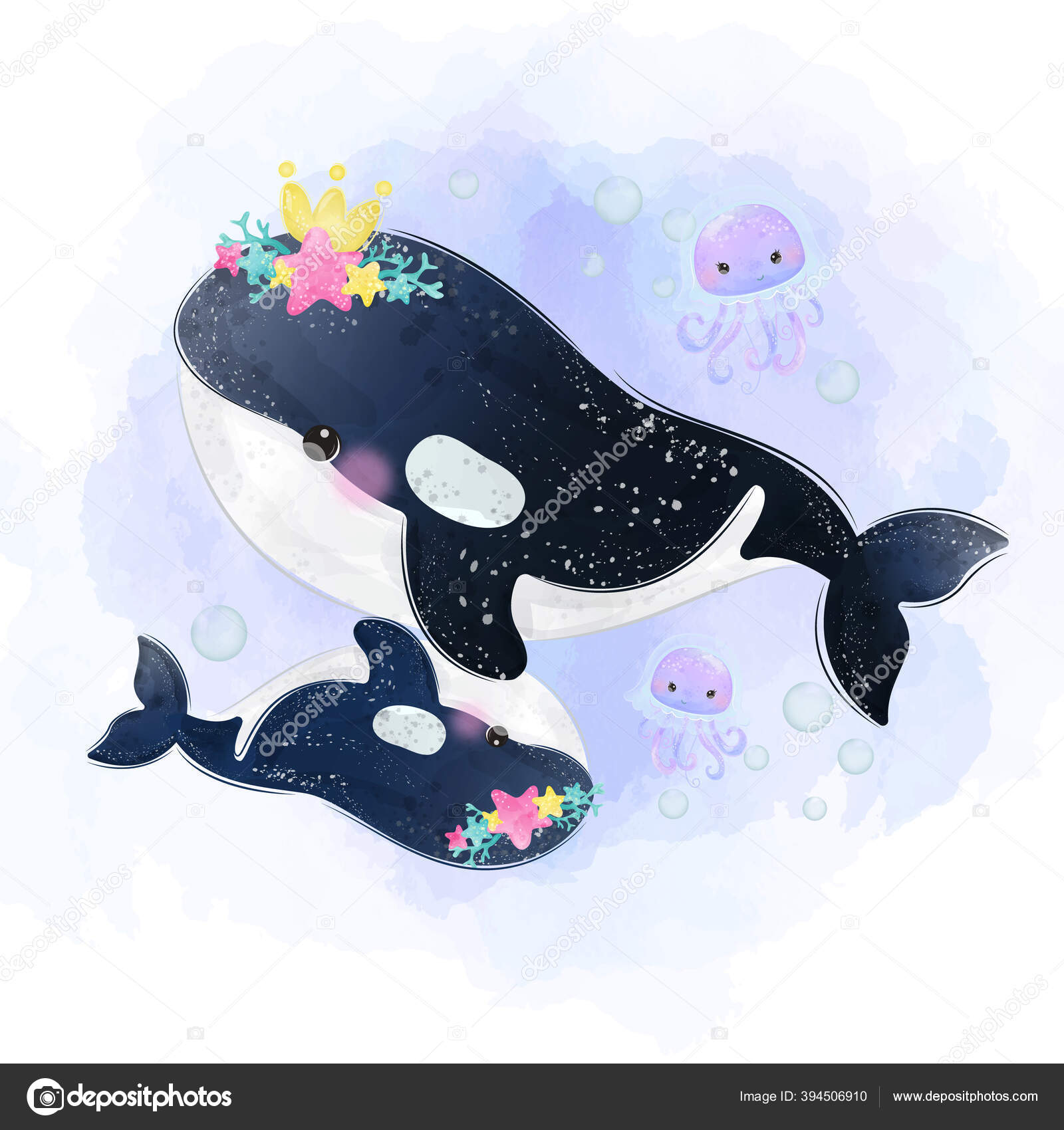 Watercolor Art & Collectibles Painting watercolour illustration Orca