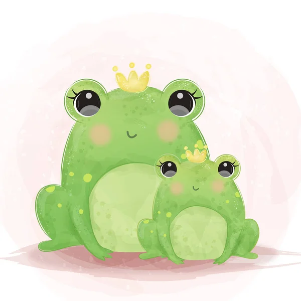 Cute Bullfrog Ilustracja Zwierząt Clip Art Baby Shower Dekoracji Ilustracja — Wektor stockowy