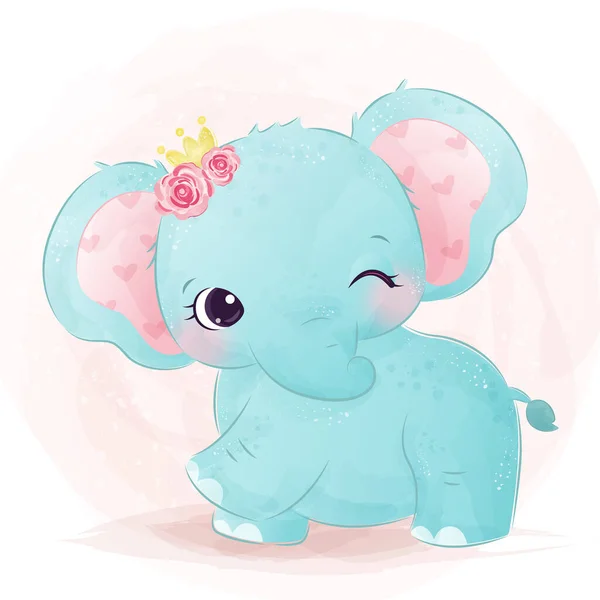 Niedlichen Baby Elefanten Illustration Tier Clip Art Baby Dusche Dekoration — Stockvektor