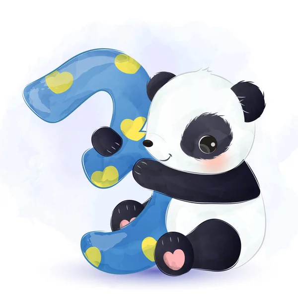 Drăguț Copil Panda Ilustrare Animal Clip Art Copil Duș Decorare — Vector de stoc