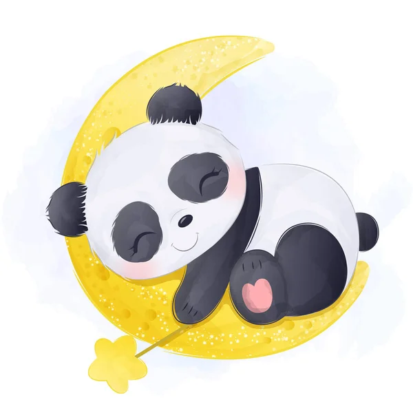 Drăguț Copil Panda Ilustrare Animal Clip Art Copil Duș Decorare — Vector de stoc