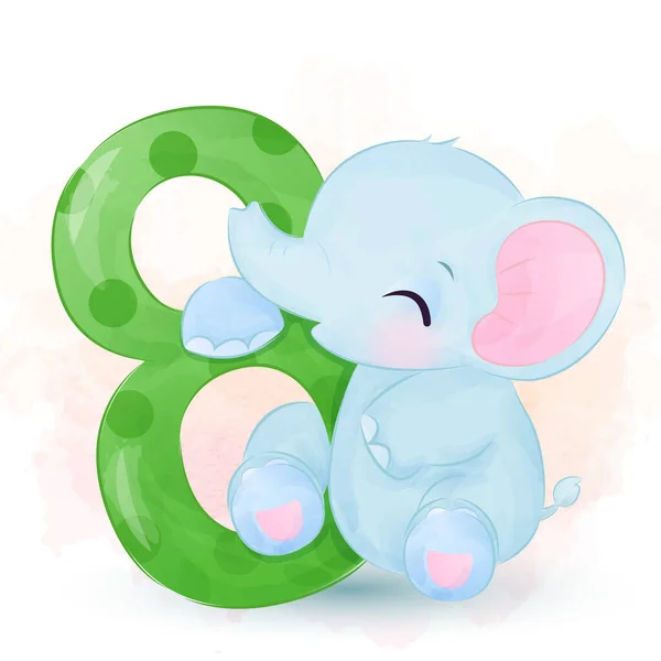 Niedlichen Baby Elefanten Illustration Tier Clip Art Baby Dusche Dekoration — Stockvektor
