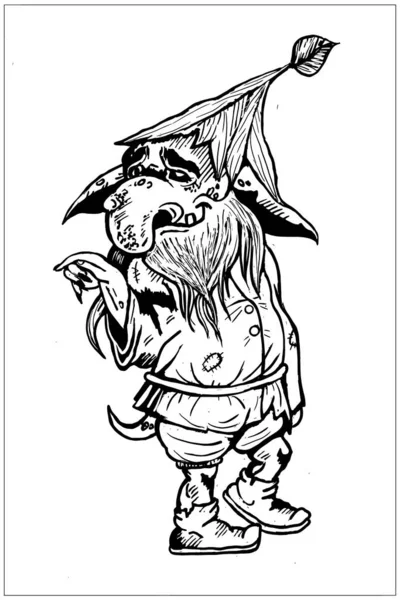 Fairytale Isolated Character Magic Creature Cute Little Gnome Sharp Ears — 图库矢量图片