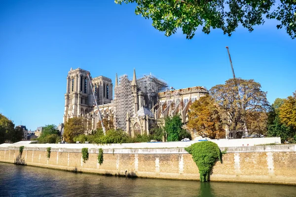 Reconstrucción Notre Paris Con Andamio Después Del Incendio 2019 — Foto de Stock