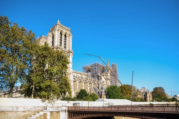 Reconstrucción Notre Paris Con Andamio Después Del Incendio 2019 — Foto de Stock