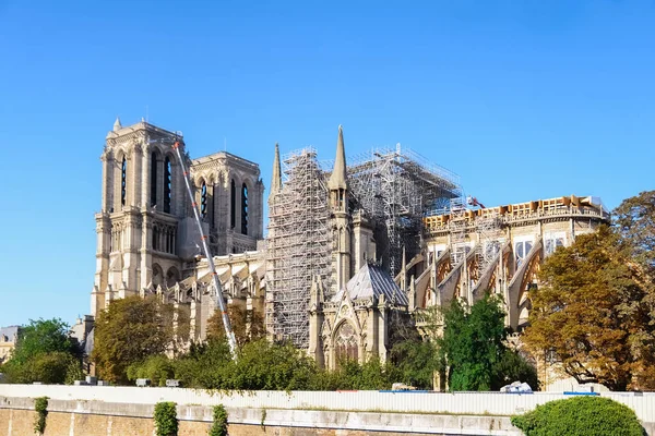 Notre Paris Ricostruisce Con Impalcatura Dopo Incendio Del 2019 — Foto Stock