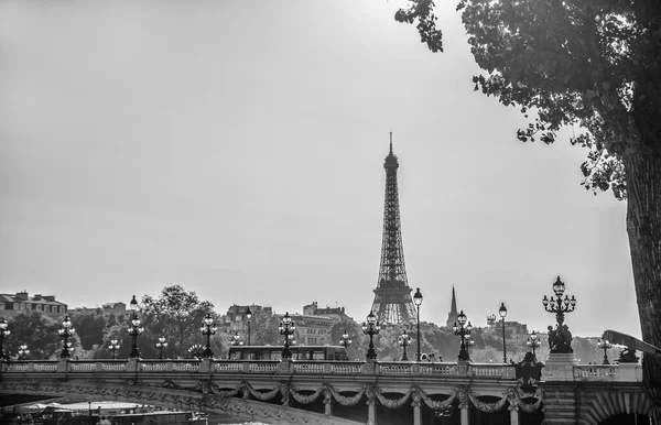 Urban Landscape Eiffel Tower River Seine Sunset Retro Style — Stock Photo, Image