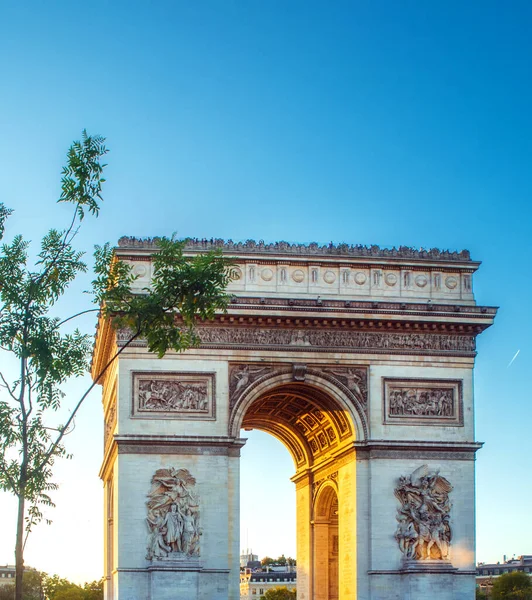 Arco Trionfale Uno Dei Monumenti Più Famosi Parigi Francia Situato — Foto Stock