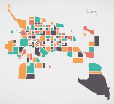 Tucson Arizona harita mahallelerde ve modern yuvarlak şekiller