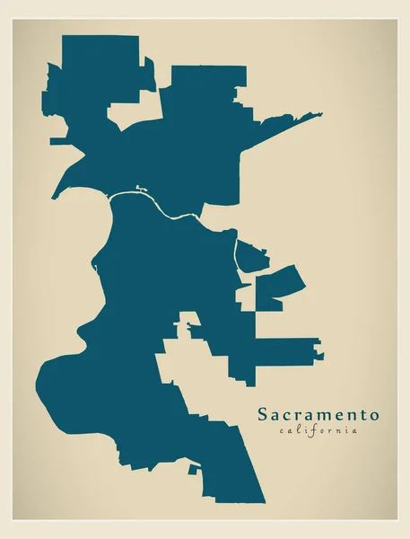 Plattegrond Van Moderne Stad Sacramento Californië Stad Van Verenigde Staten — Stockvector