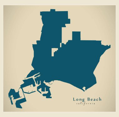 Modern şehir haritası - Long Beach California city ABD