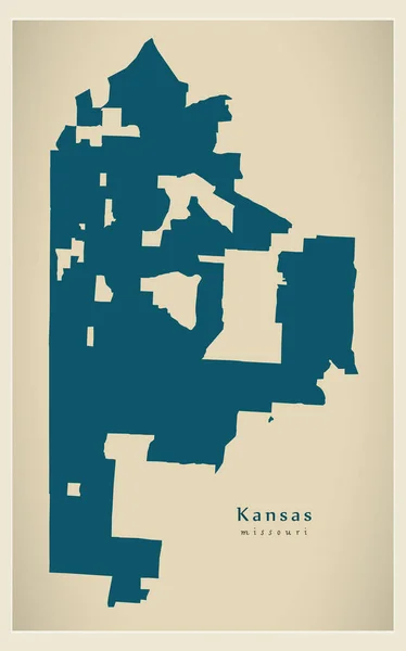 Mappa Della Città Moderna Kansas Missouri Città Degli Stati Uniti — Vettoriale Stock