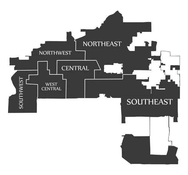 Mesa Arizona Mapa Cidade Eua Rotulado Ilustração Preta — Vetor de Stock