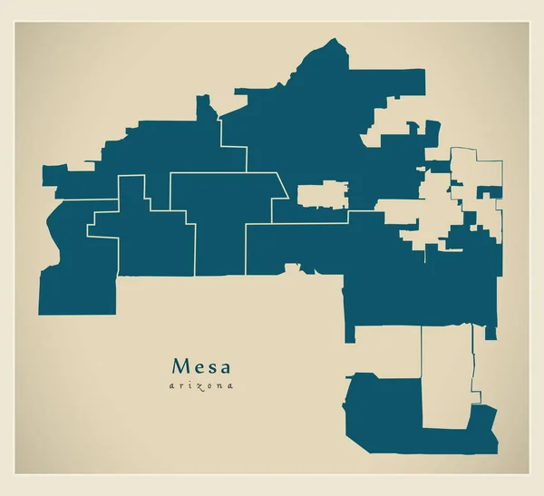 Modern Şehir Haritası Mesa Arizona Şehir Mahalleleri Ile Abd — Stok Vektör