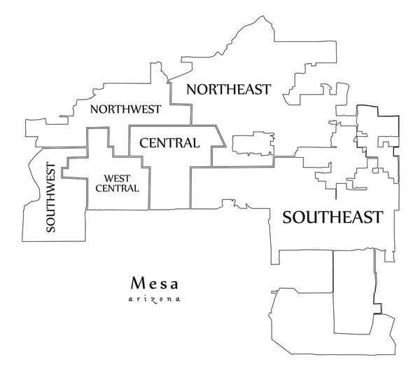 Σύγχρονη Πόλη Χάρτη Πόλης Mesa Αριζόνα Των Ηπα Γειτονιές Και — Διανυσματικό Αρχείο