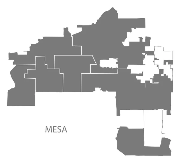 Mesa Arizona Mappa Della Città Con Quartieri Grigio Illustrazione Silhouette — Vettoriale Stock