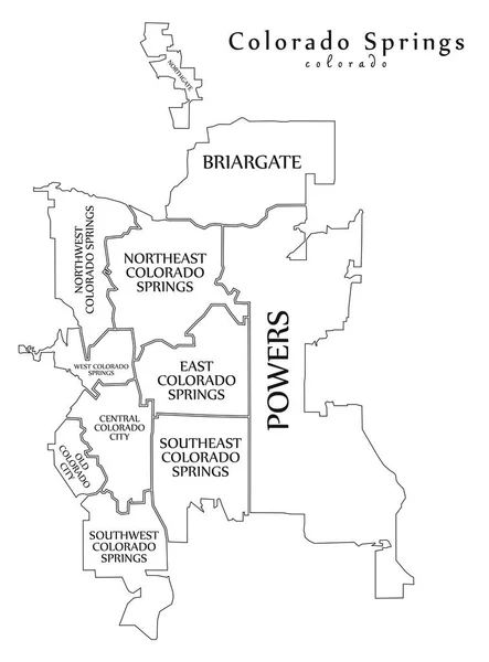 Mapa Moderno Ciudad Colorado Springs Ciudad Los Estados Unidos Con — Vector de stock