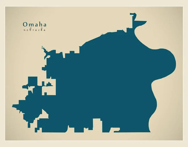 Mapa Moderno Omaha Nebraska Ciudad Los Estados Unidos — Vector de stock
