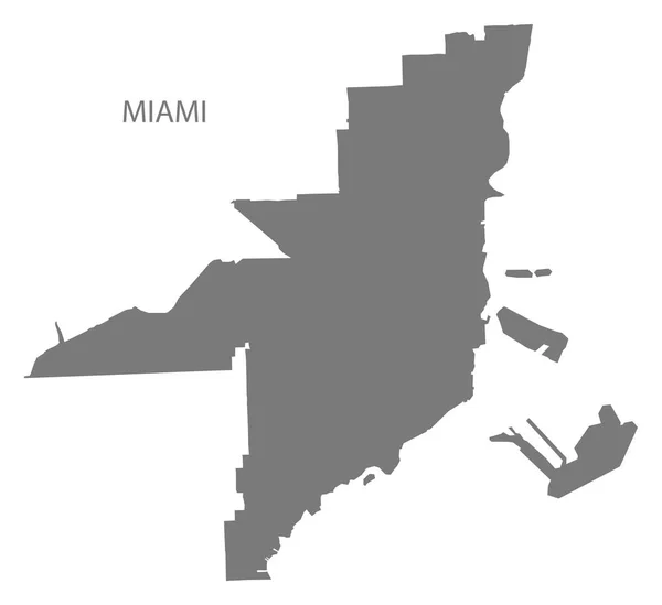 Miami Florida City Mapę Szary Ilustracja Kształt Sylwetka — Wektor stockowy
