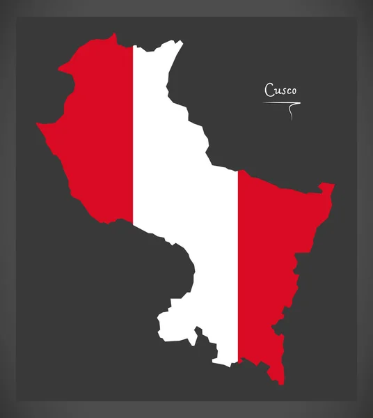 Cusco Térkép Illusztráció Perui Zászlaja — Stock Vector