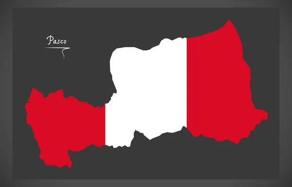 Mapa Pasco Com Ilustração Bandeira Nacional Peruana —  Vetores de Stock