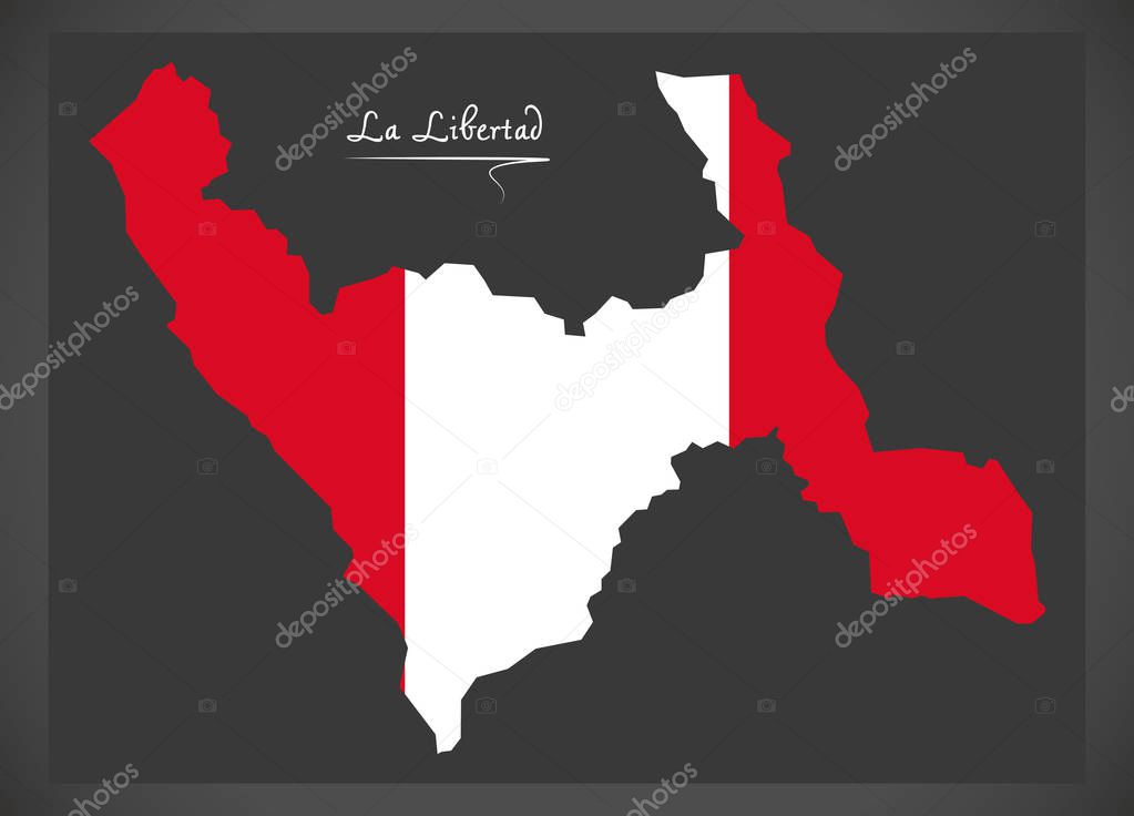 La Libertad map with Peruvian national flag illustration