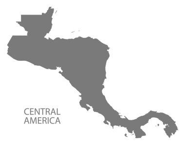 Orta Amerika harita gri siluet çizimi