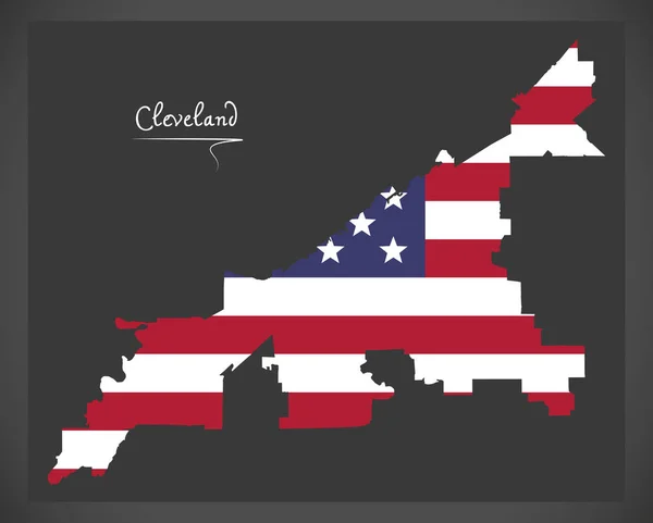 Cleveland Ohio Map American National Flag Illustration — Stock Vector