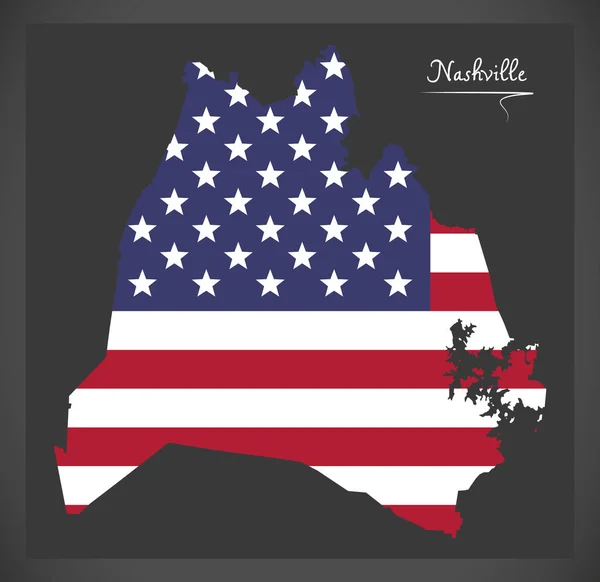 Nashville Tennessee Map American National Flag Illustration — Stock Vector