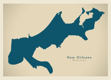 Modern şehir haritası - ABD'nin New Orleans Louisiana şehir