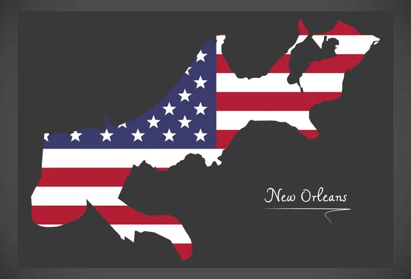 New Orleans Louisiana Map American National Flag Illustration — Stock Vector
