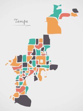 Tampa Florida harita mahallelerde ve modern yuvarlak şekiller