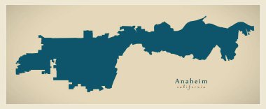 Modern şehir haritası - Anaheim California city ABD